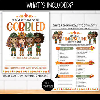 Girl Scout Thanksgiving Coloring Pages, GS Thanksgiving Challenge Kit PDF,  Girl Scouts Fall Grateful Thankful Gratitude Activities, Swaps 