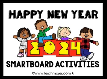 Preview of 2024 Happy New Year for SMARTboard - Math and Language UPDATED YEARLY