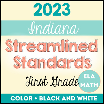 Preview of 2023 Indiana ELA & Math Standards, I Can Statements & Vocabulary Grade 1