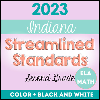 Preview of 2023 Indiana ELA & Math Standards, I Can Statements & Vocabulary Grade 2