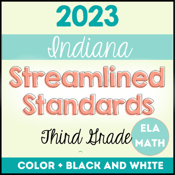 Preview of 2023 Indiana ELA & Math Standards, I Can Statements & Vocabulary Grade 3