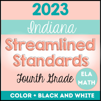 Preview of 2023 Indiana ELA & Math Standards, I Can Statements & Vocabulary Grade 4