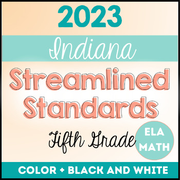 Preview of 2023 Indiana ELA & Math Standards, I Can Statements & Vocabulary Grade 5