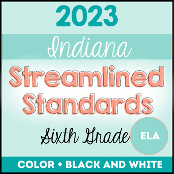 Preview of 2023 Indiana ELA Standards, I Can Statements & Vocabulary Grade 6