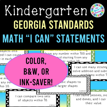 Preview of 2023 Kindergarten Math I Can Statements | Georgia Standards of Excellence