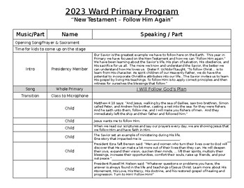 Preview of 2023 LDS Primary Program Outline