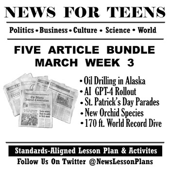 Preview of 2023_MarWk3_Current Events News Articles_Middle & High School_Sub Lesson Plans