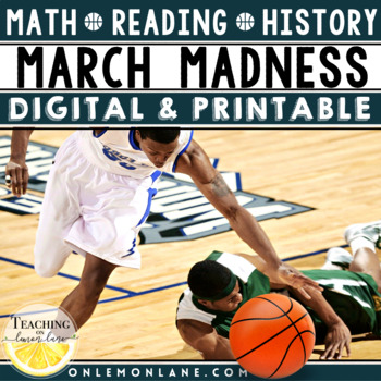 Preview of 2024 March Madness PBL Math Decimal Fractions Reading Project Bracket Activities