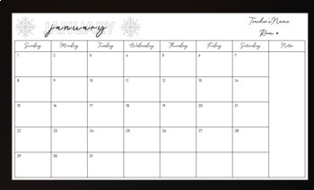 2023 Monthly Teacher Calendar- Black and White by Boles of Learning