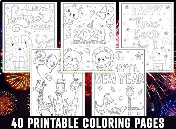 Preview of 2024 New Year Coloring Pages 40 Printable Happy New Year Coloring Pages for Kids