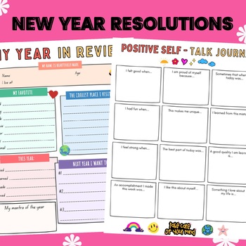 Preview of 2023 New Year Resolutions-My Year In Review-Positive Self Talk for Middle School