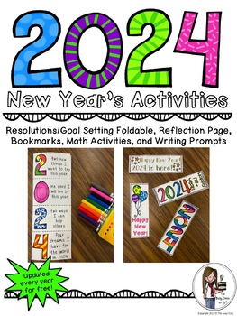 Preview of 2024 New Year's Activities - Resolutions Foldables and More! Updated Yearly!
