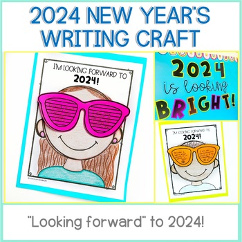 Preview of 2024 New Year's Activity and Bulletin Board - Sunglasses Writing Craft