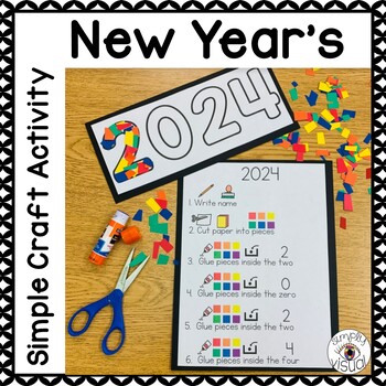Preview of 2024 New Year's Craft Activity with Visual Directions FREEBIE