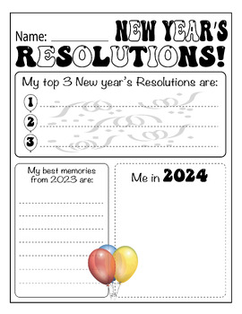 Preview of 2024 New Year's Resolutions - Good Bye 2023 for 3rd Grade, 4th Grade, 5th Grade
