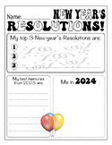 2024 New Year's Resolutions - Good Bye 2023 for 3rd Grade,