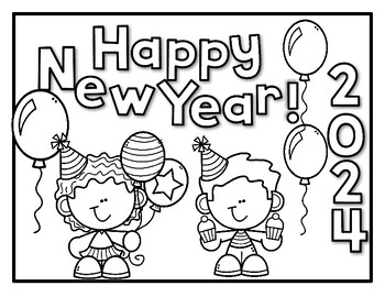 2023 New Years Coloring Page by L, M, N, O, Pink | TPT