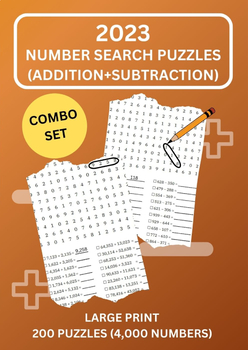 Preview of 2023 Number Search Puzzles by Addition, Subtraction (CCSS 3.NBT.A.2, 4.NBT.B.4)