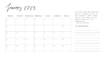 2023 Printable Calendar by Hayley Z Meditation Scripts Guided Practices