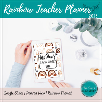 Preview of 2023 Rainbow Teacher Planner - Google Slides - Portrait View