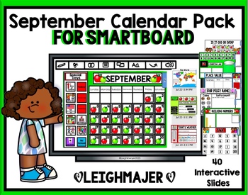 Preview of 2023 September Calendar and Math Pack for SMARTboard
