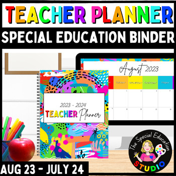 Preview of 2023 Special Education Teacher Planner IEP Binder Printable Lesson Calendar ASL