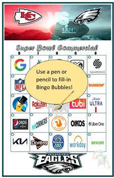 2023 Super Bowl Commercial Bingo 