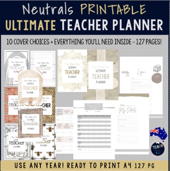 Preview of 2023 Teacher Planner Neutrals Australian Teachers Ultimate Binder Print