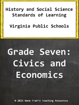 Preview of 2023 Virginia Grade 7  I Can Statements History and Social Science