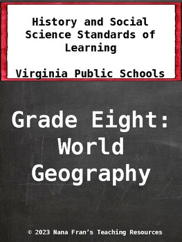 Preview of 2023 Virginia Grade 8  I Can Statements History and Social Science