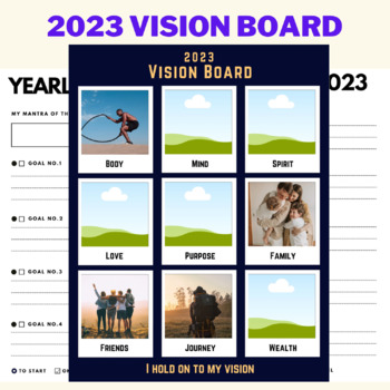 Preview of 2023 Vision Board, New Year Resolutions, New Year Goal Setting for Middle School