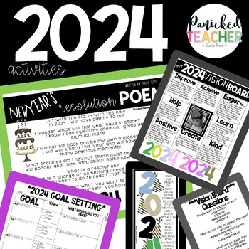 Preview of 2024 Vision Board and Activities (Paper or Digital)