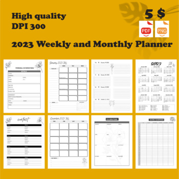 Preview of 2023 Weekly and Monthly Planner With Holidays Printable - 12 Month Planner