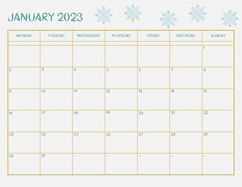 2023 Yearly Calendar, 12 pages (Digital, Printable) by EducationalFinds