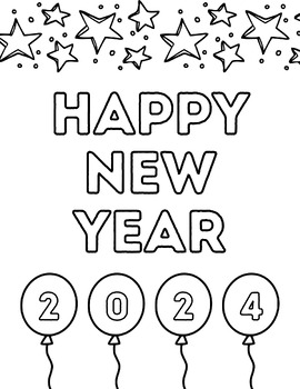 2023 and Happy New Year Coloring Pages by Miss Catley's Classroom