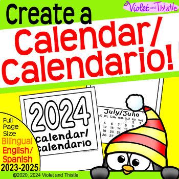 Preview of 2024 25 BILINGUAL Spanish English Calendar Calendario Parent Gift Activity SEC3