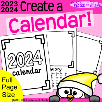 Preview of 2024 Calendar Student Christmas Gift for Parents Blank Printab Monthly Draw In B