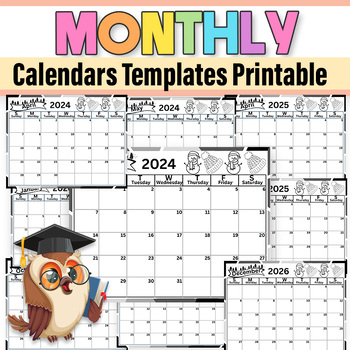 Preview of 2024-2025-2026 Monthly Calendar White Theme Winter|Printable Monthly School Year
