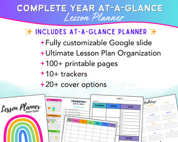 Preview of 2024-2025 Academic Year At-A-Glance Full Lesson Planner for Teachers