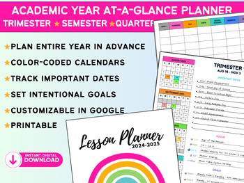 Preview of 2024-2025 Academic Year At-A-Glance Teacher Lesson Planner