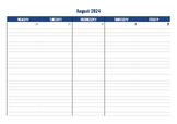 2024-2025 Calendar Template Monday-Friday Weekly Planner (