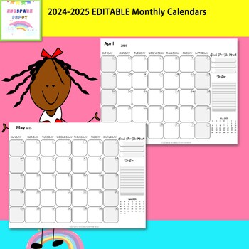 Preview of 2024- 2025 Editable Calendar Template - Printablefor New Year and Christmas Gif