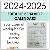 2024 2025 Editable Student Behavior Tracking Calendar - Be