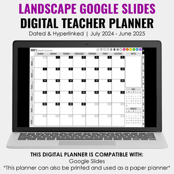 Preview of 2024-2025 Google Slides Teacher Planner | Landscape