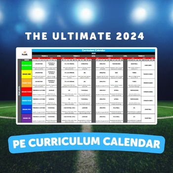 Preview of 2024-2025 PE Curriculum Calendar (Editable)