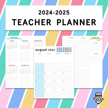 Preview of 2024-2025 Printable Teacher Planner for Middle + High School Teachers
