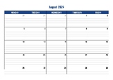 2024-2025 School Year Calendar Template Monday-Friday At A Glance