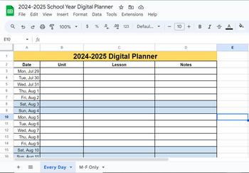 Preview of 2024-2025 School Year Digital Planner