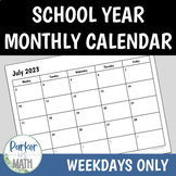 2024-2025 School Year Monthly Calendar - Weekdays Only