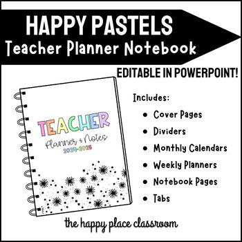 Preview of 2024-2025 Teacher Planner Notebook ▪️ Happy Pastels